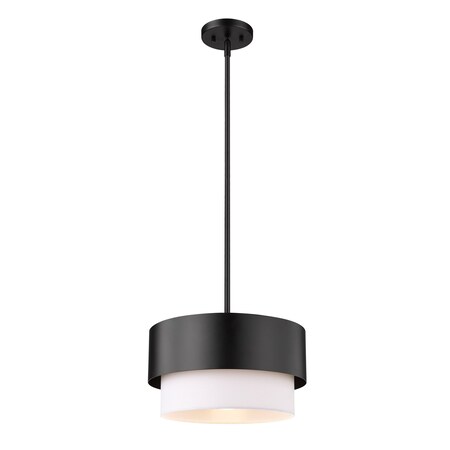 Z-Lite Counterpoint Pendant, 1-Light, 12 In.W x 7.25 In.H, Matte Black/White 495P12-MB